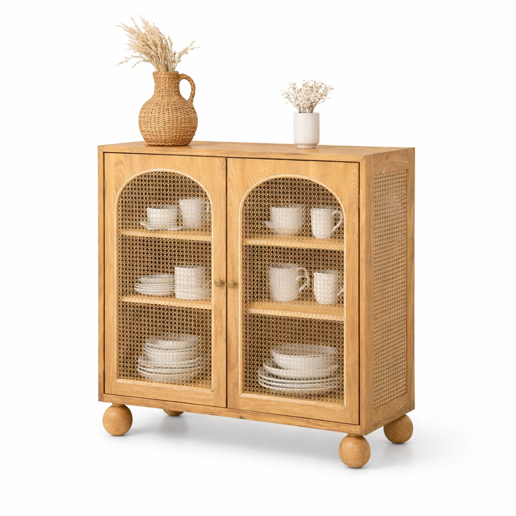 Valencia Rattan Crockery Unit Side View | Mamta Handicraft