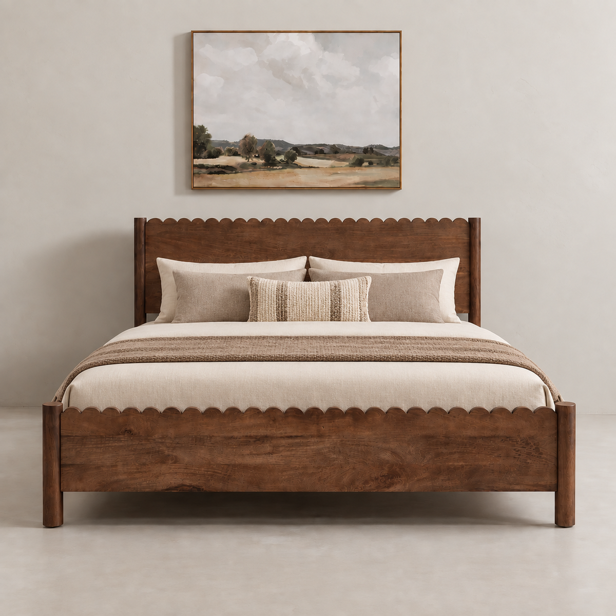 Indiana Scalloped Edge Solid Wood Elegant Bed