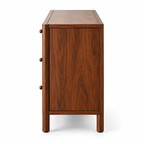 Braxton Contemporary Solid Wood 3-Door Sideboard with Handwoven Cane Panels