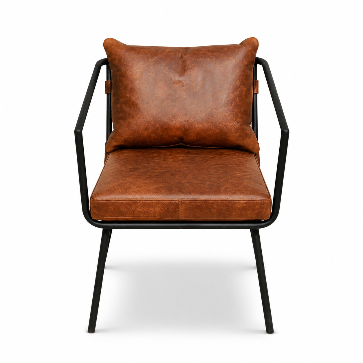 Modern Cognac Leather Lounge Chair