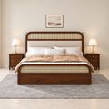 Milano Classic Wooden Bed with Upholstered Headboard