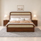 Milano Classic Wooden Bed with Upholstered Headboard