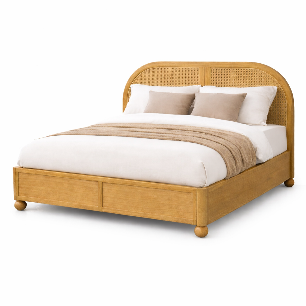 Valencia Rattan Hydraulic Bed Headboard Detail | Mamta Handicraft