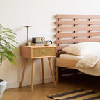 Varnisa Cane Bedside Table with Drawer