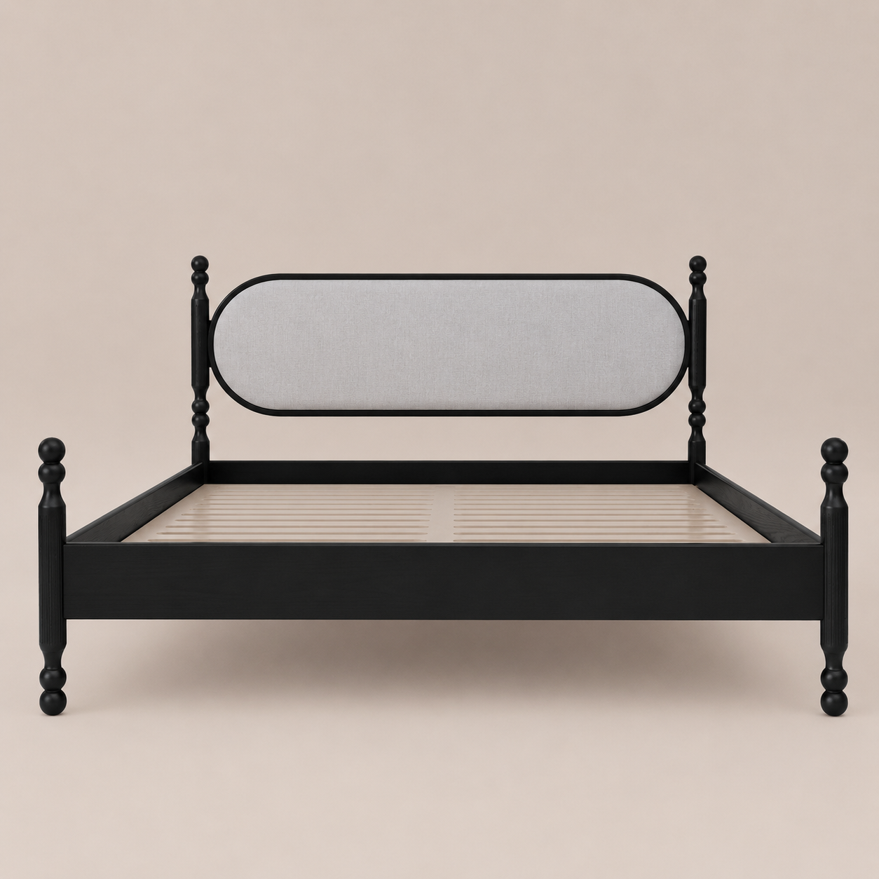 Kingsley Solid Wood Bed with Upholstered Headboard
