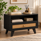 Modern Solid Wood Media Console with Cane Front
