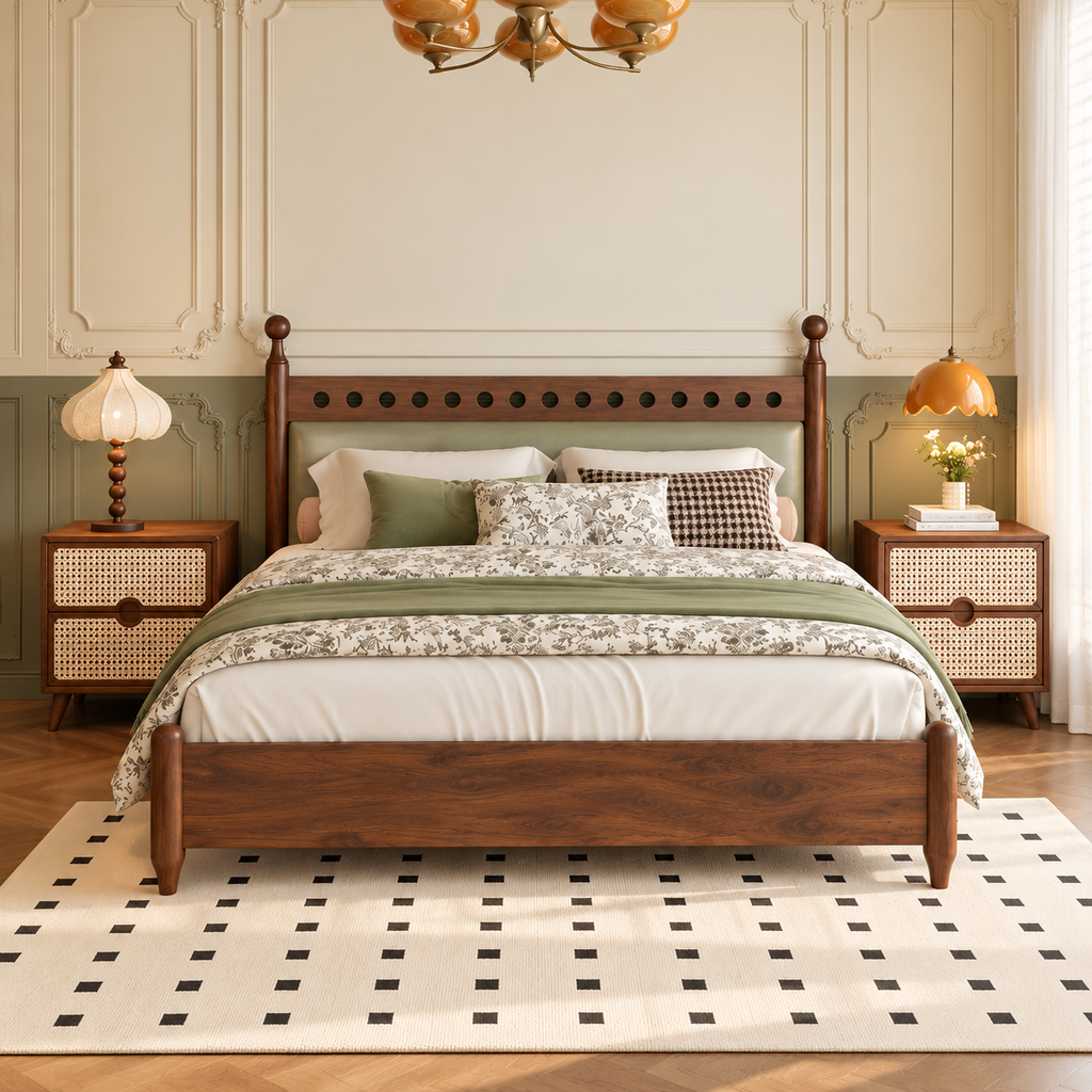 Bellanca Mid-Century Modern Solid Wood Bed – Without Storage
