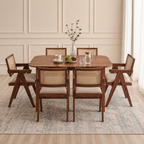 Astera Sheesham Wood 6 Seater Dining Set with Natural Cane Chairs