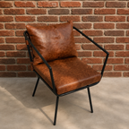 Modern Cognac Leather Lounge Chair