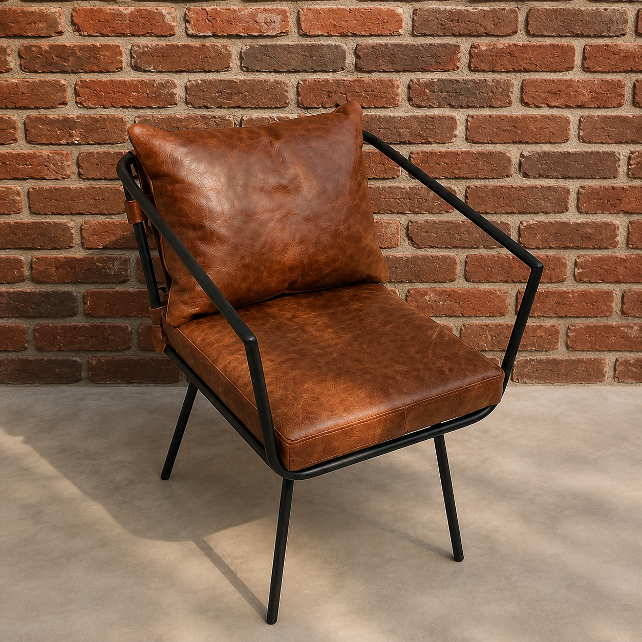 Modern Cognac Leather Lounge Chair