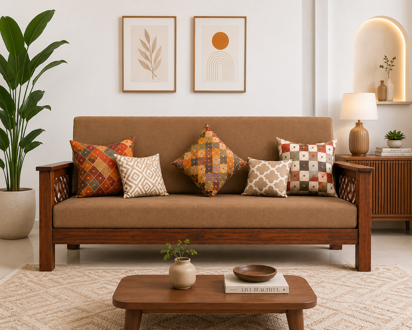 Elite Benz Handcrafted Solid Wood 3 Seater Sofa | Mamta Handicraft