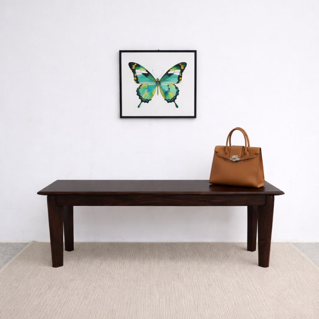 Sheesham Wood Bench Walnut Side View | Mamta Handicraft