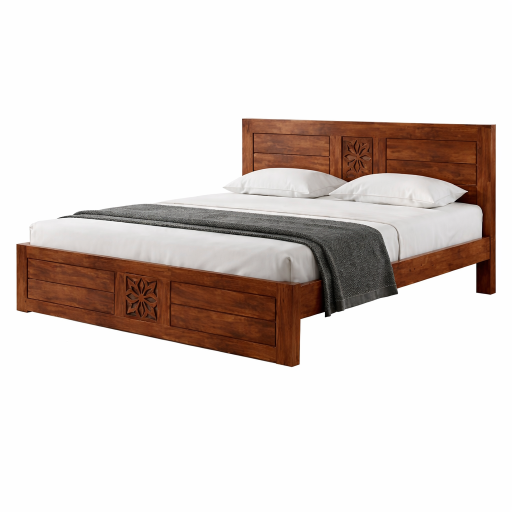 Seiraa solid sheesham wood Bed without storage