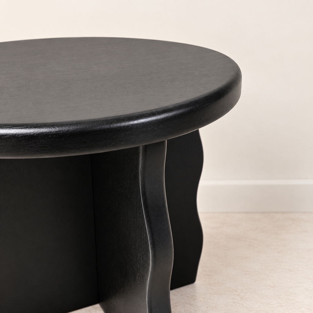 Modern Sculptural Black Round Side Table