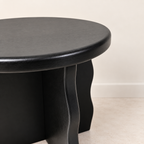 Modern Sculptural Black Round Side Table
