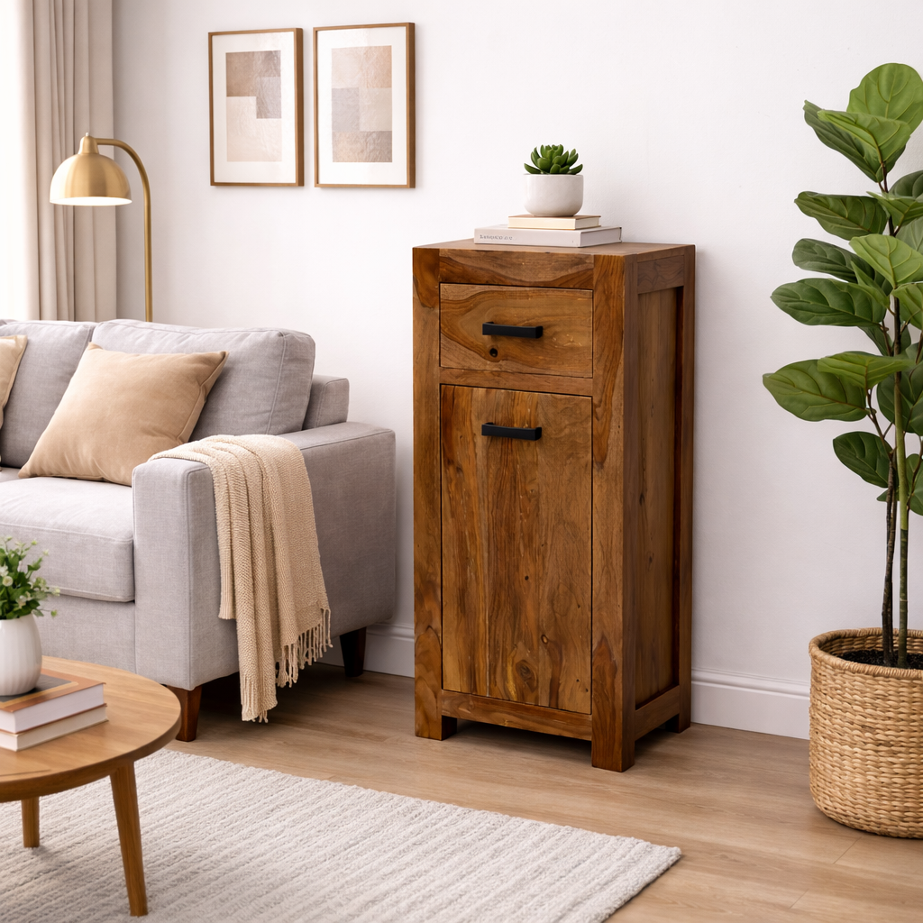 Sierra Sheesham Wood Solid Wood Tall Side Cabinet