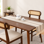 Ashton Solid Wood Rattan Cane Dining Table 4 Seater Set