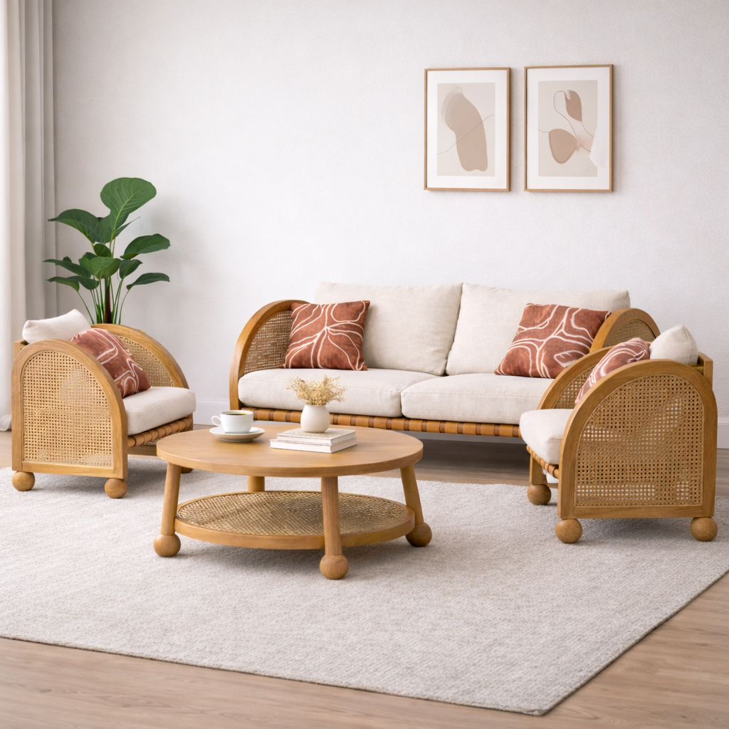 Valencia Rattan 2+1+1 Seater Curved  Sofa Set