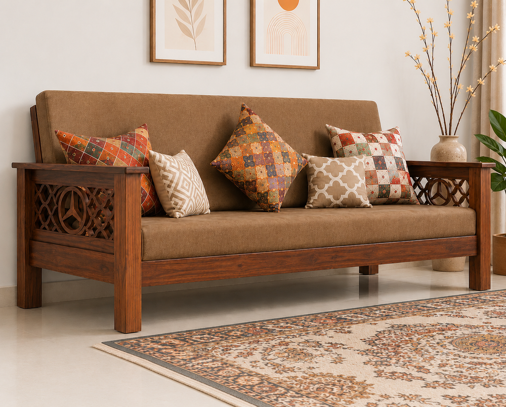 Elite Benz Solid Wood Sofa Side View | Mamta Handicraft