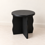 Modern Sculptural Black Round Side Table