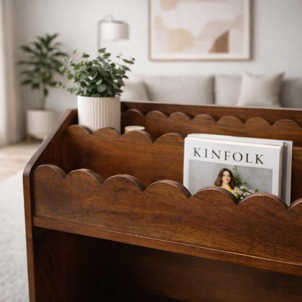 Indiana Scalloped Bookrack Shelf Detail | Mamta Handicraft