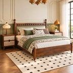 Bellanca Mid-Century Modern Solid Wood Bed – Without Storage