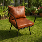 Modern Cognac Leather Lounge Chair