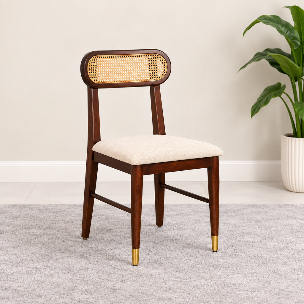 Ashton Solid Wood Rattan Cane Chair Set Of 2