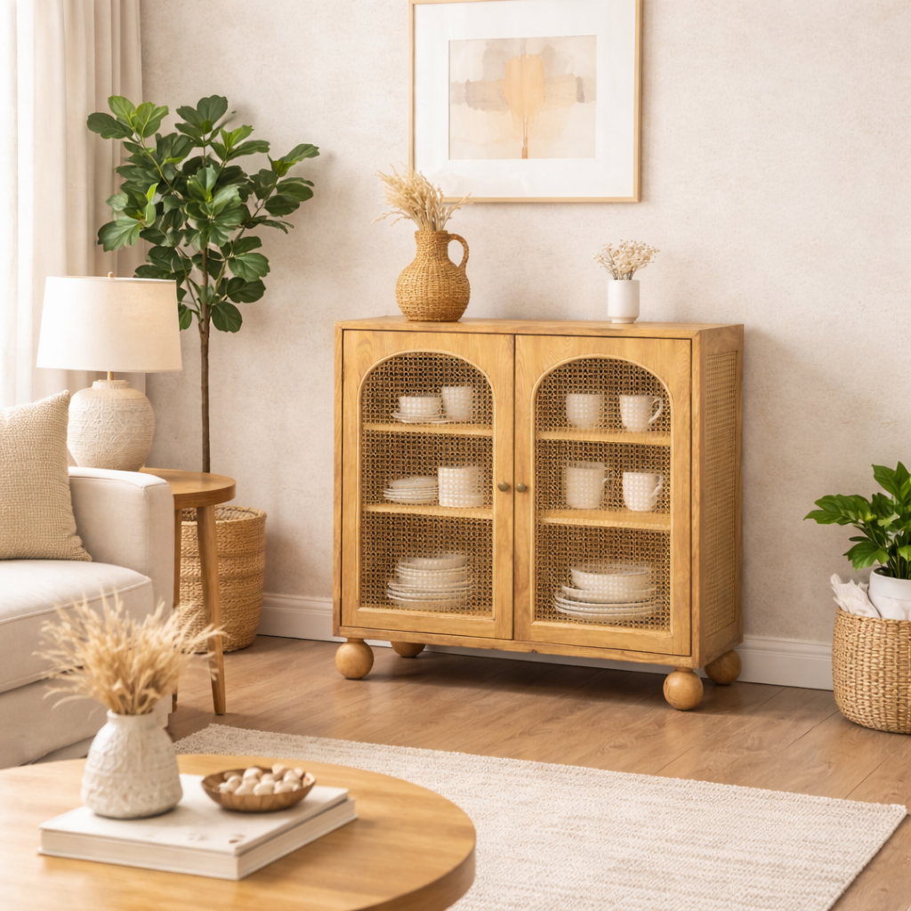 Valencia Rattan Crockery Unit Lifestyle | Mamta Handicraft