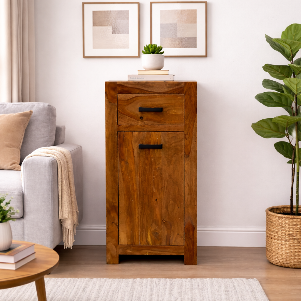 Sierra Sheesham Wood Solid Wood Tall Side Cabinet