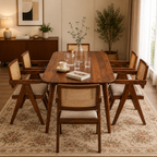 Astera Sheesham Wood 6 Seater Dining Set with Natural Cane Chairs