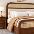 Milano Classic Wooden Bed with Upholstered Headboard