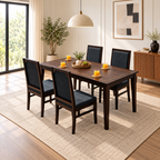 Luxury Solid Wood Dining Table with Brass Inlay Detail-4 Seater