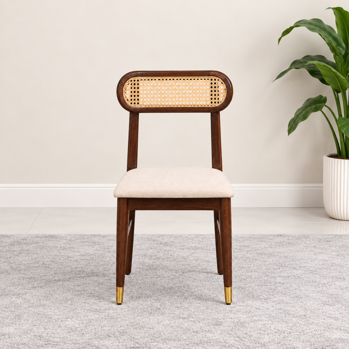 Ashton Solid Wood Rattan Cane Chair Set Of 2