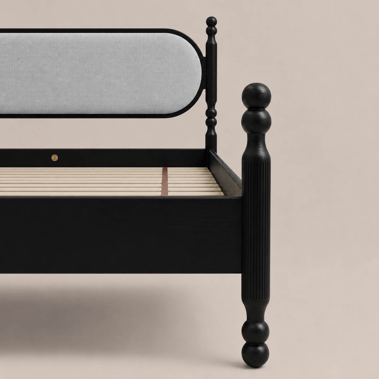 Kingsley Solid Wood Bed with Upholstered Headboard