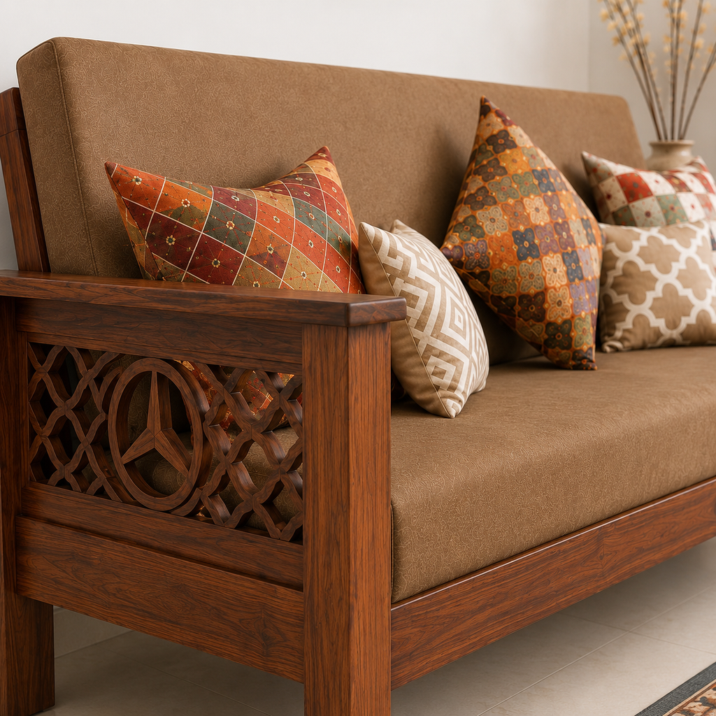 Elite Benz 3 Seater Sofa Seat Detail | Mamta Handicraft