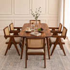 Astera Sheesham Wood 6 Seater Dining Set with Natural Cane Chairs