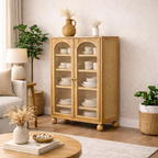 Valencia Rattan Large Crockery Unit Solid Wood | Mamta Handicraft