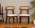 Ashton Solid Wood Rattan Cane Chair Set Of 2