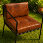 Modern Leather Tubular Frame Lounge Chair