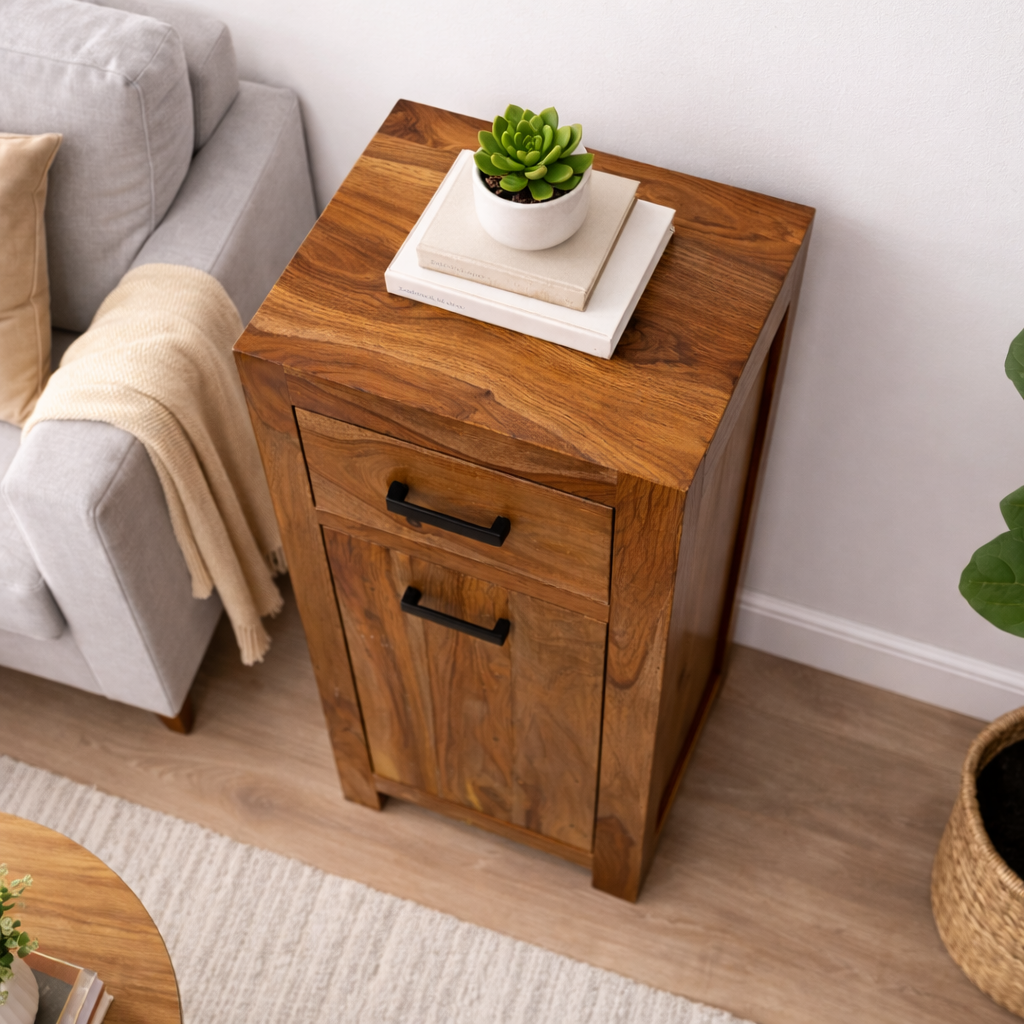 Sierra Tall Side Cabinet Finish Detail | Mamta Handicraft