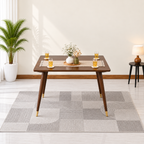 Ashton Solid Wood Rattan Cane Squre Dining Table Set -4 Seater 