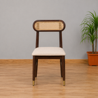 Ashton Solid Wood Rattan Cane Squre Dining Table Set -4 Seater 