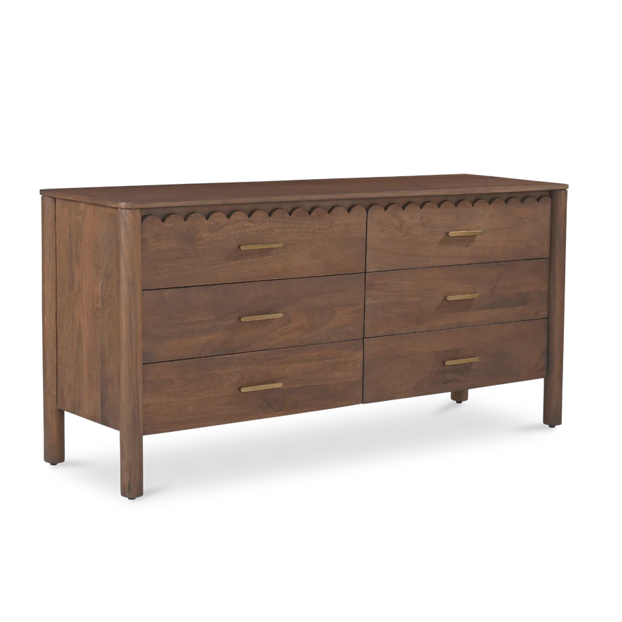 Indiana Scalloped Edge Solid Wood Dresser – Modern Storage Cabinet