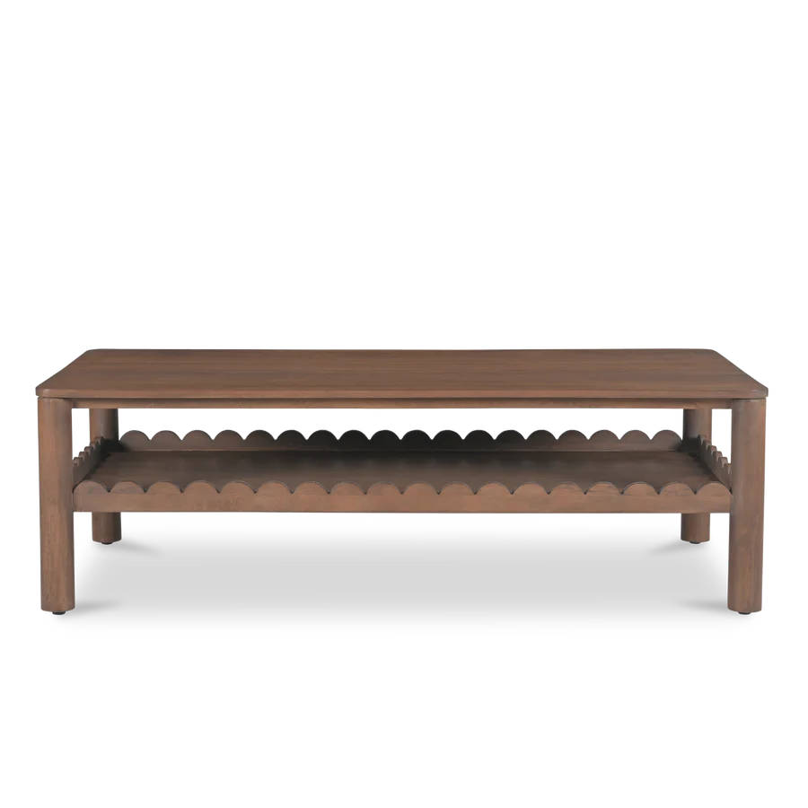 Indiana Scalloped Edge Solid Wood Coffee Table – Modern