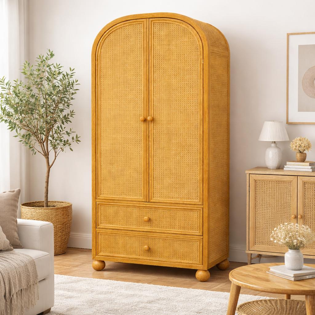 Valencia Rattan Wardrobe with Drawers | Mamta Handicraft