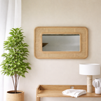 Modern Natural Cane Frame Wall Décor Mirror