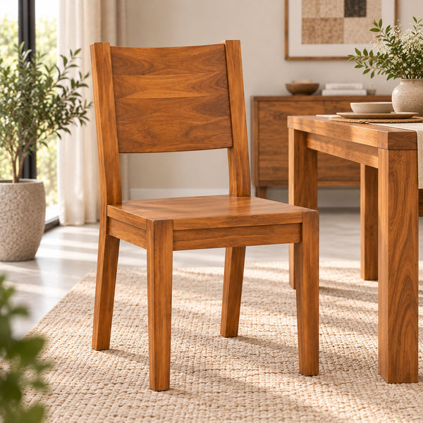 Spain Teak Wood Dining Chair  (Set of 2)