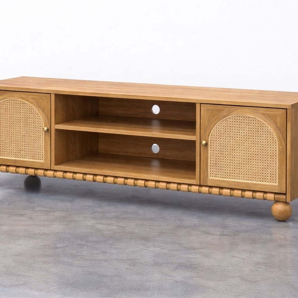 Valencia Rattan TV Unit Arch Detail | Mamta Handicraft