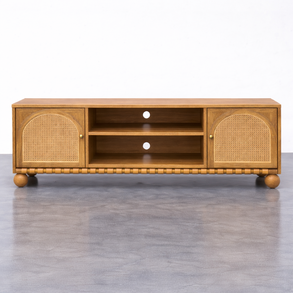 Valencia Rattan TV Media Unit Front View | Mamta Handicraft